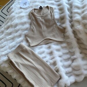 *Brand New* Princess Polly Beige Ribbed Skirt set